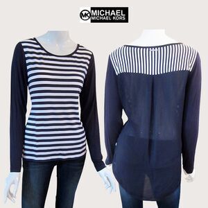 MICHAEL Michael Kors NEW Nautical Chic Semi Sheer Contrast Print Top M